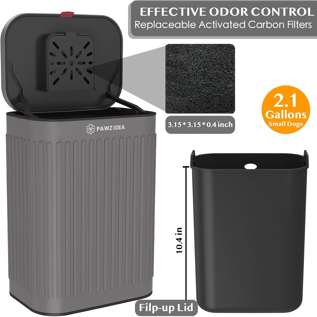 PAWZIDEA Wall Mount Dog Poop Trash Can Outside Odor Control