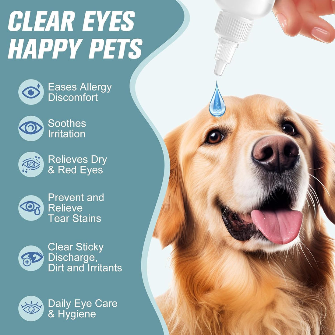 Pet Eye Drops for Dogs & Cats – Soothe Eye Infections,Allergies
