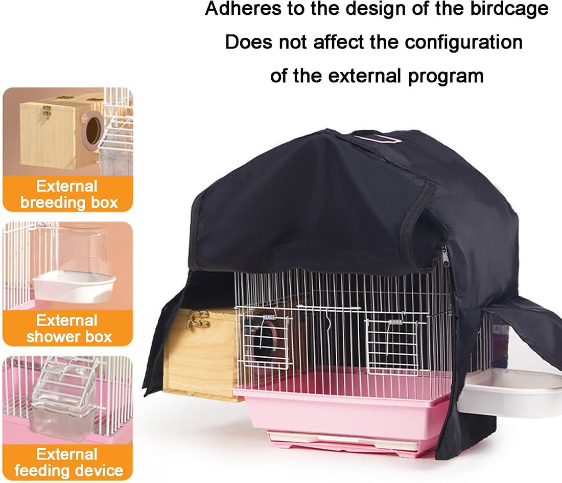 Bird Parrot Cage Cover with Dual Side Zippers, Blackout
