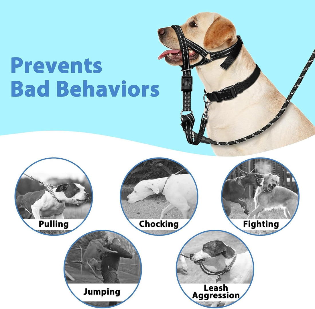 BARKLESS Soft Dog Head Collar, Patented Padded No Pull Head Halter
