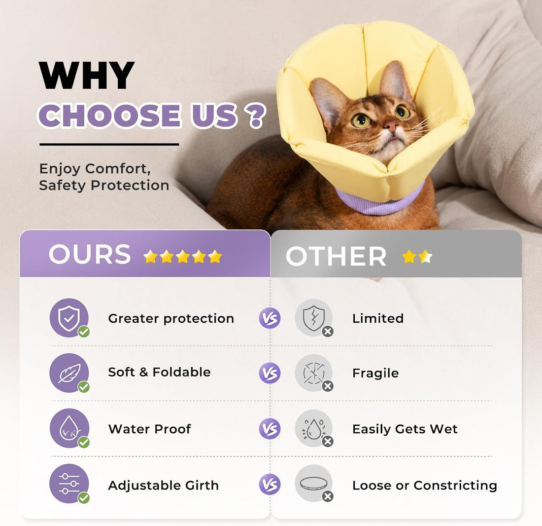 Cat Cone Collar Soft - Adjustable Recovery Collar for Cats & Small