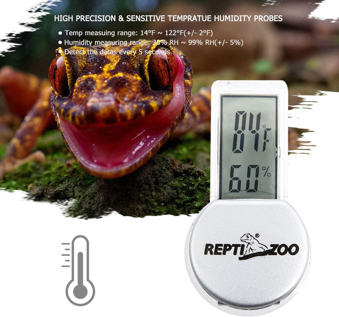 REPTI ZOO Reptile Thermometer Hygrometer with Suction Cup