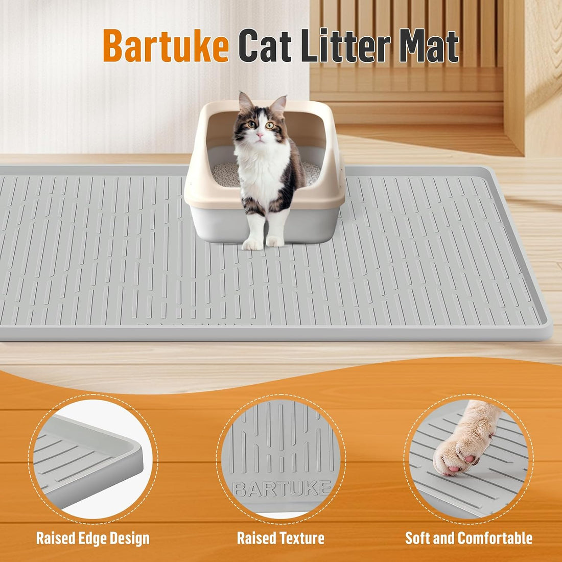 Silicone Cat Litter Box Mat 55"x 38" Extra Large Cat Rubber Mat