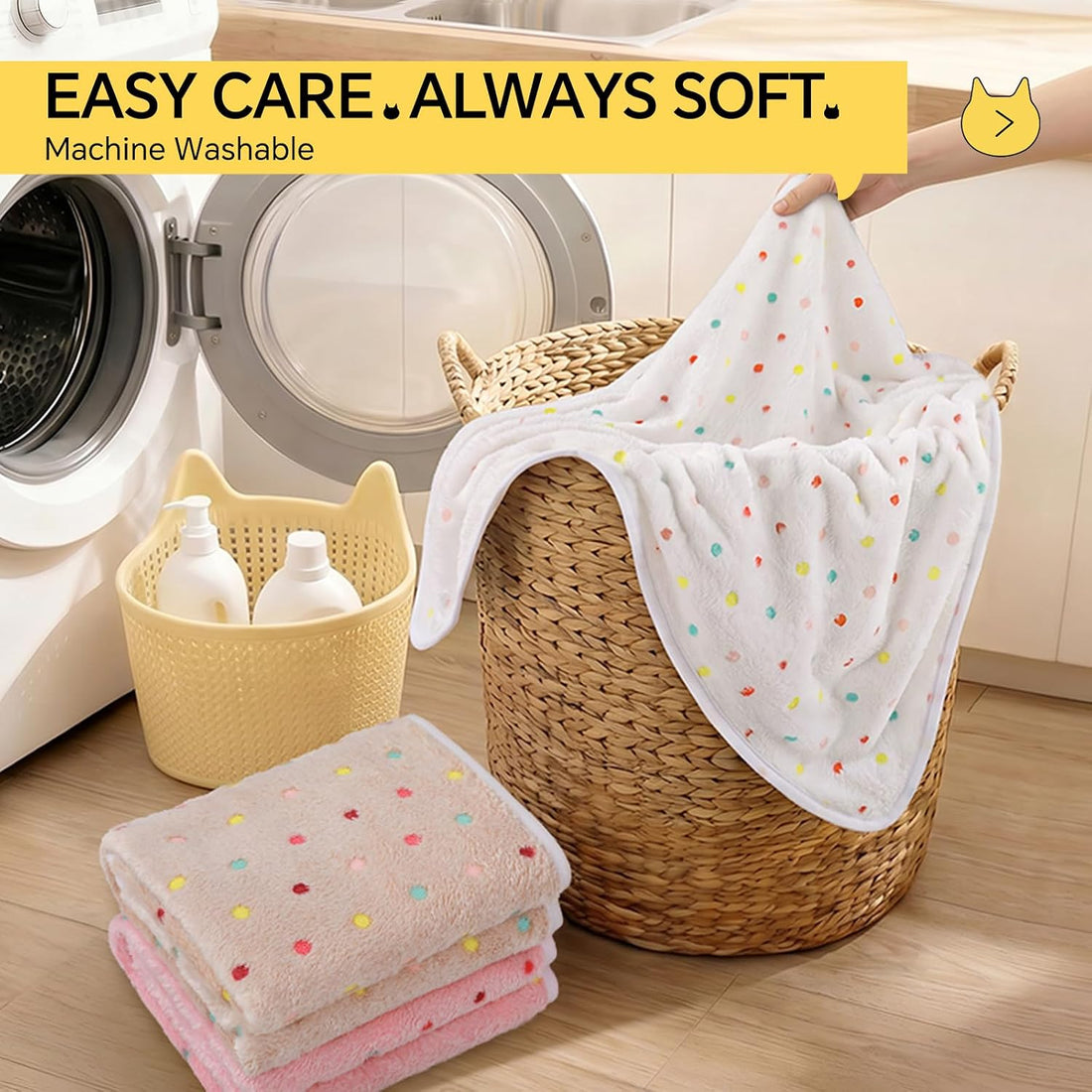 1 Pack 3 Blankets Super Soft Cute Dot Pattern Pet Blanket Flannel