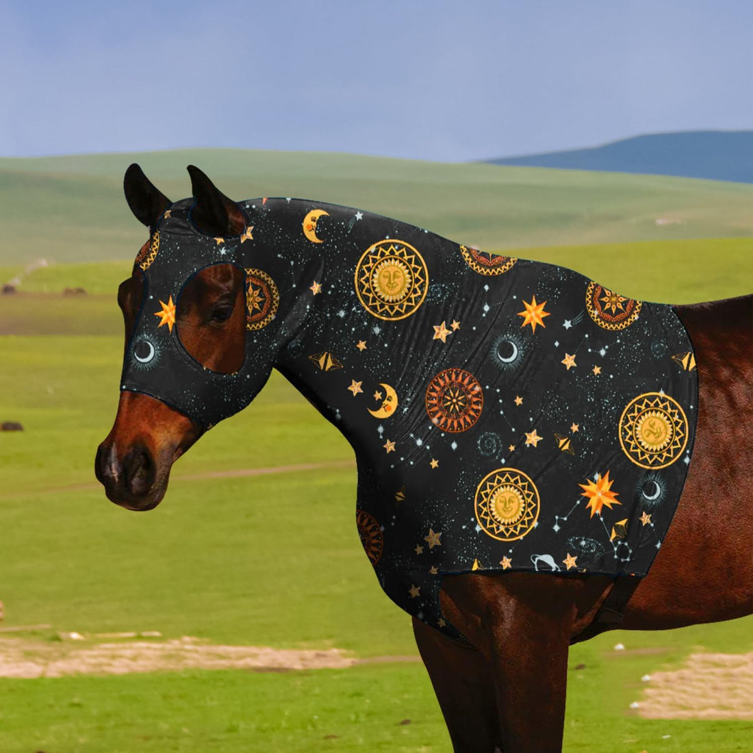 Zippered Horse Stretch Hood Without Ears, M（Flower）