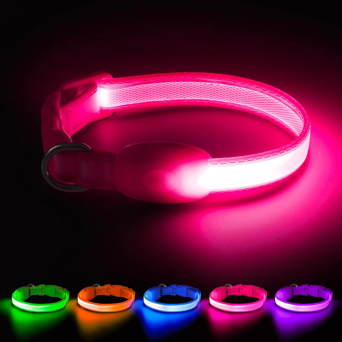 VIZPET LED Dog Collar, Light up Dog Collar Adjustable Safety Glow