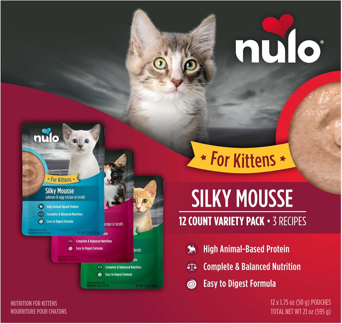 Nulo Wet Kitten Food, Silky Mousse, Variety Pack, 1.75 oz x 12