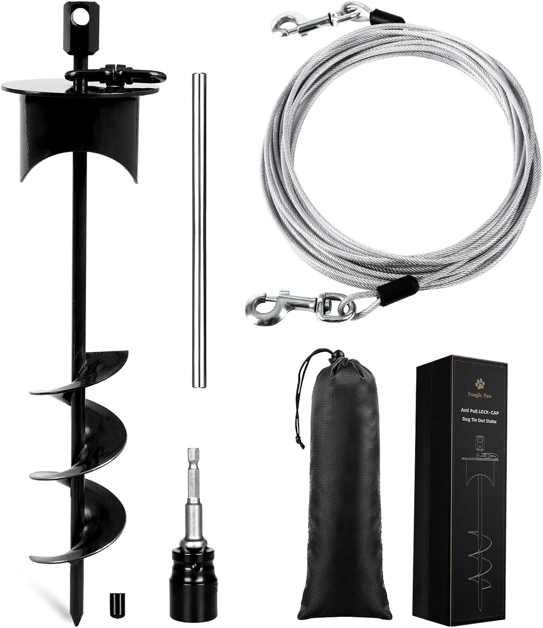 Snagle Paw Dog Tie Out Stake with Lock-Cap
