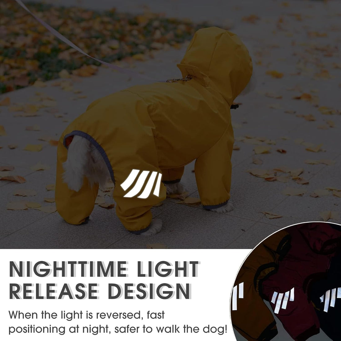 Dog Raincoat, Waterproof Dog Rain Jacket with Hood