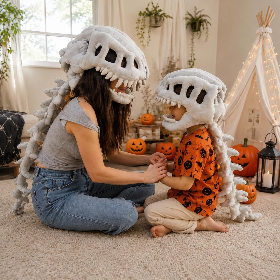32 IN Dinosaur Skeleton Costume for Kids, Wearable Dinosaurs Skeleton