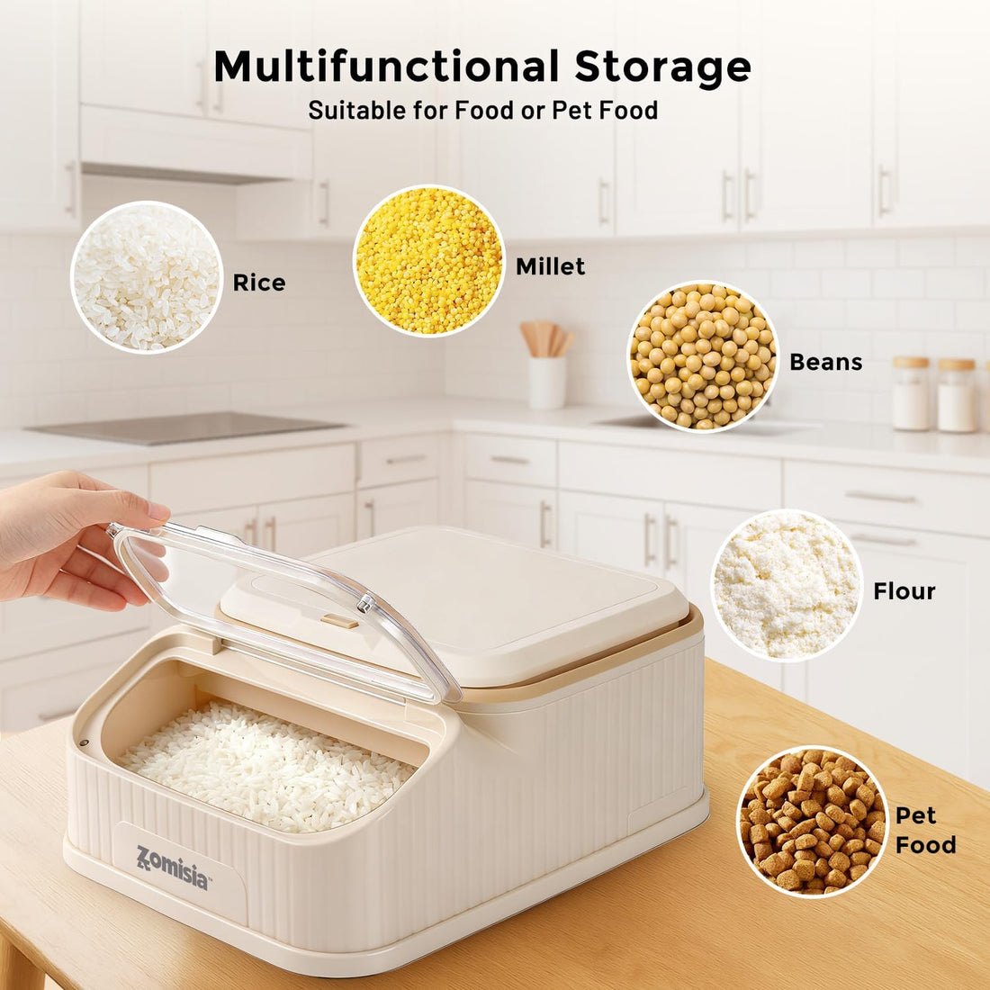 ZOMISIA 15lbs First-in, First-out Dog Food Storage Container