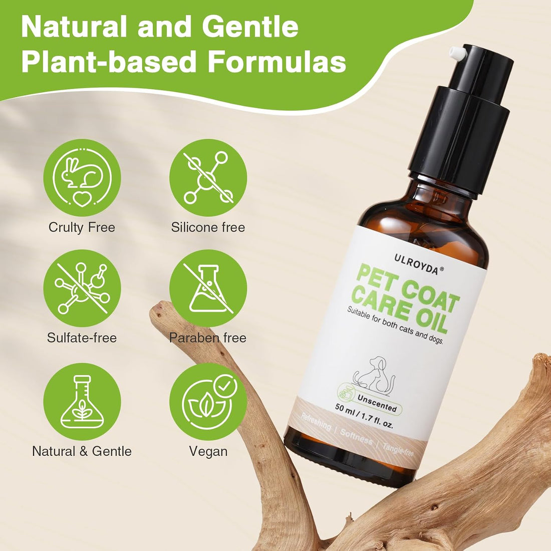 Unscented Pet Fur Care Oil - Gentle Leave-in Conditioner