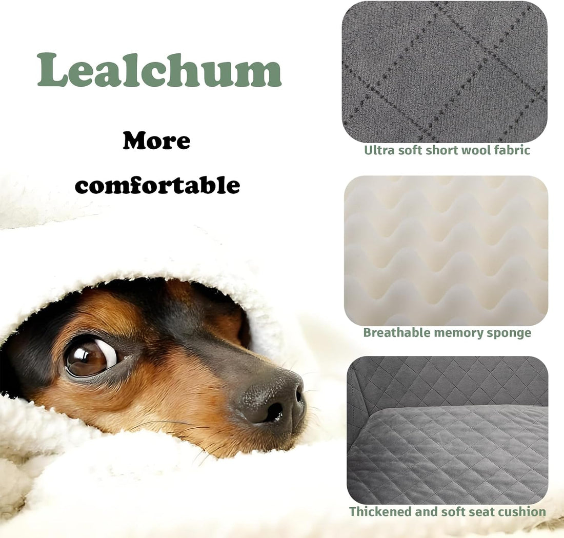 Lealchum Dog Car Seat Up to 55lb,2 Clip-On Safety Adjustable Leashs