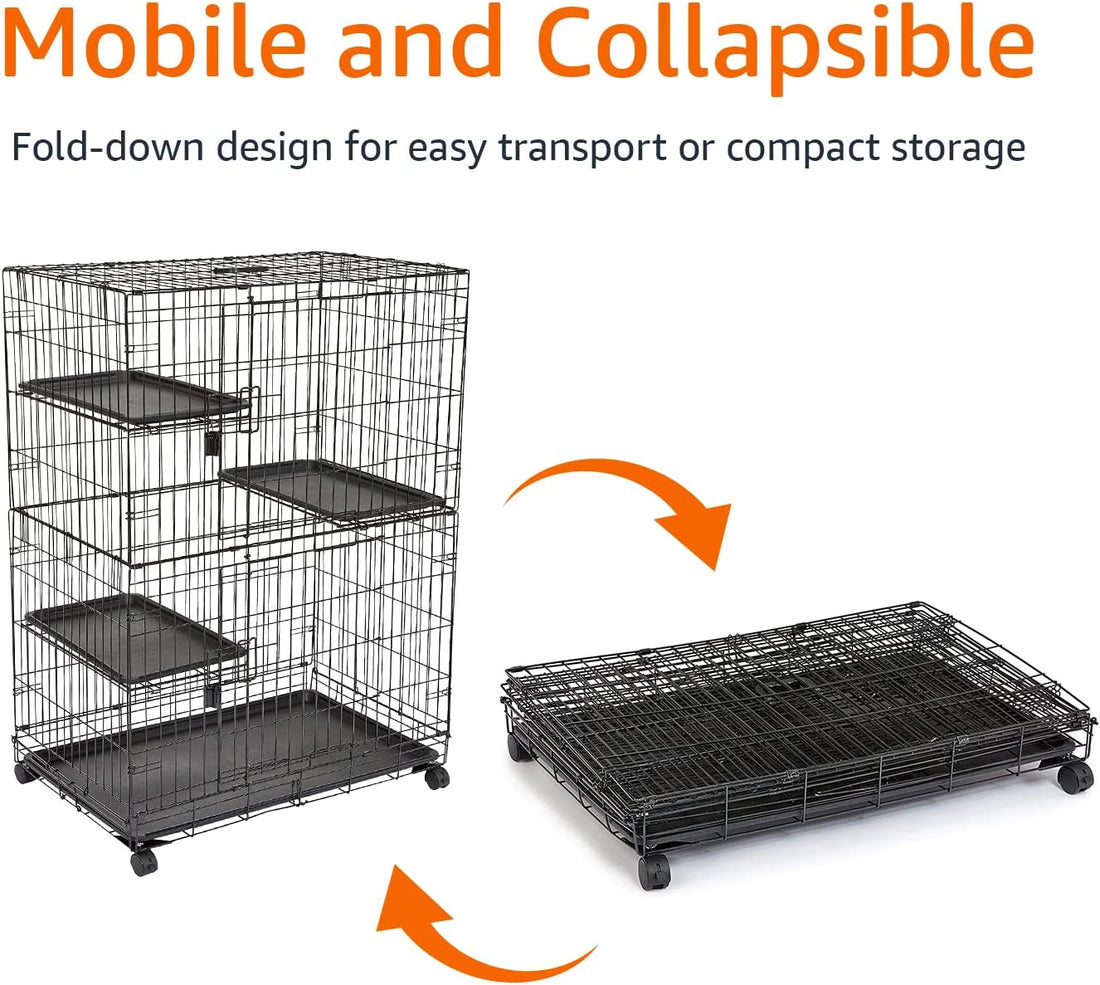 Large 3-Tier Cat Cage Playpen with Easy to Clean Removable Tray