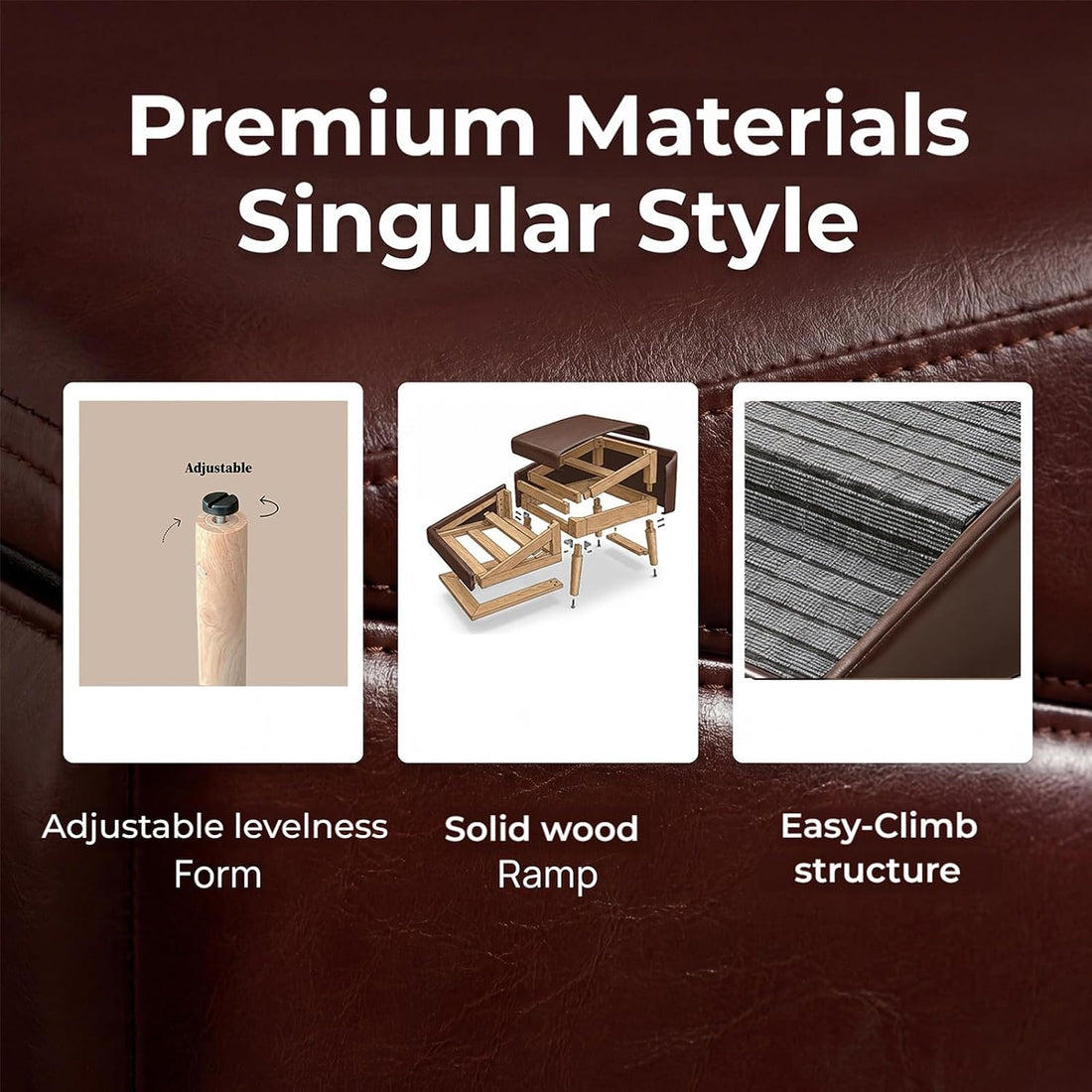 Luxury Dog Stairs for Small Dogs, Non-Slip Dog Ramp for Bed & Couch