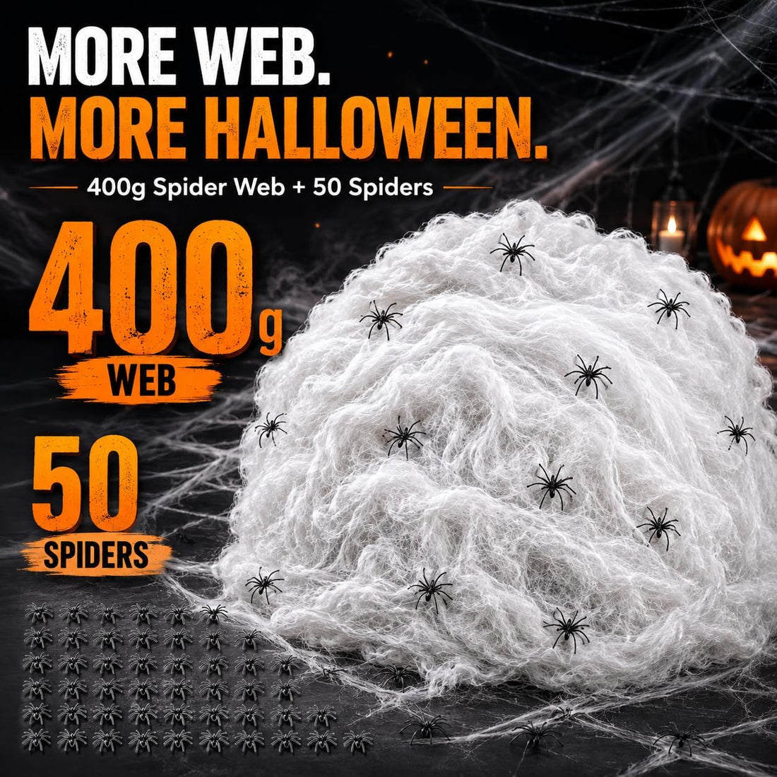 Halloween Spider Web, 2000 sgft Spider Web Decoration with 50 Fake