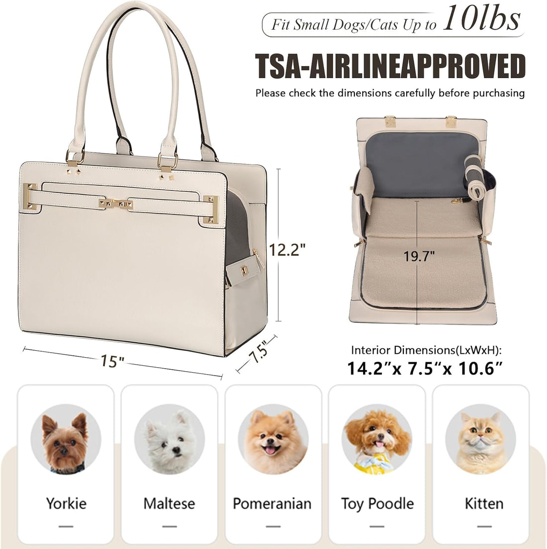 2-in-1 Stylish Dog Purse Carrier Soft-Sided Carriers Travel Tote Bag
