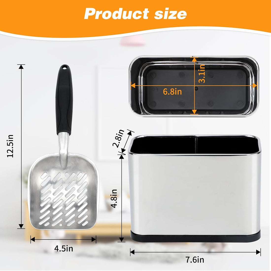 Midollarle Heavy-Duty Cat Litter Scoop with Holder