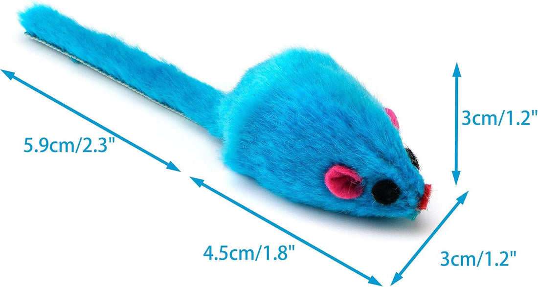 CHIWAVA 36PCS 4.1'' Furry Cat Toy Mice Rattle Small Mouse Kitten