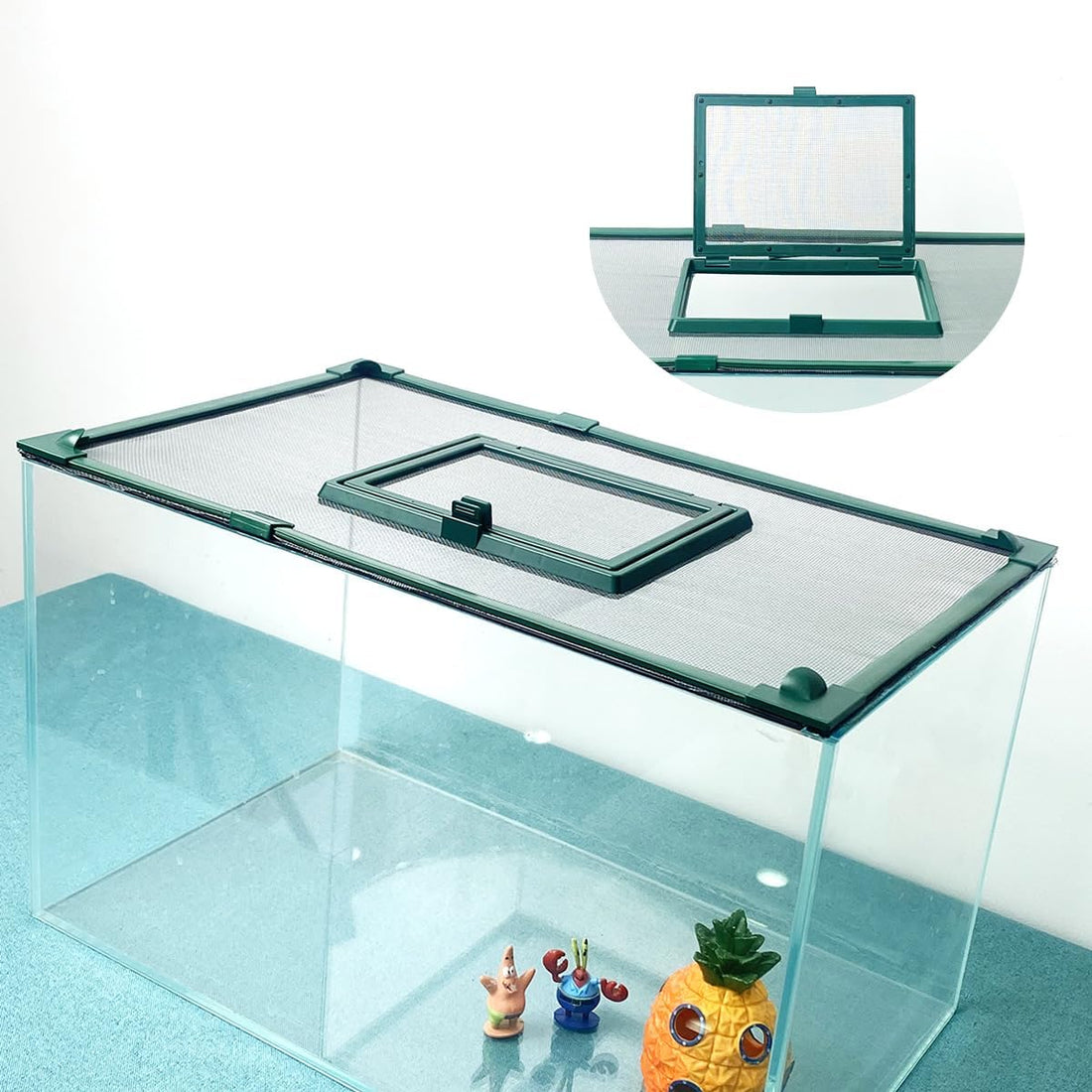Magnetic Fish Tank Lid Dark Grey Frame Grey Fiberglass Mesh