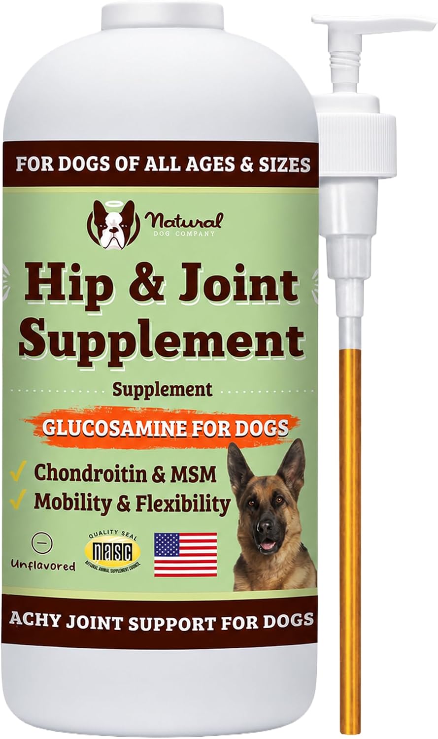 Natural Dog Company Liquid Glucosamine for Dogs, Hip & Joint Oil