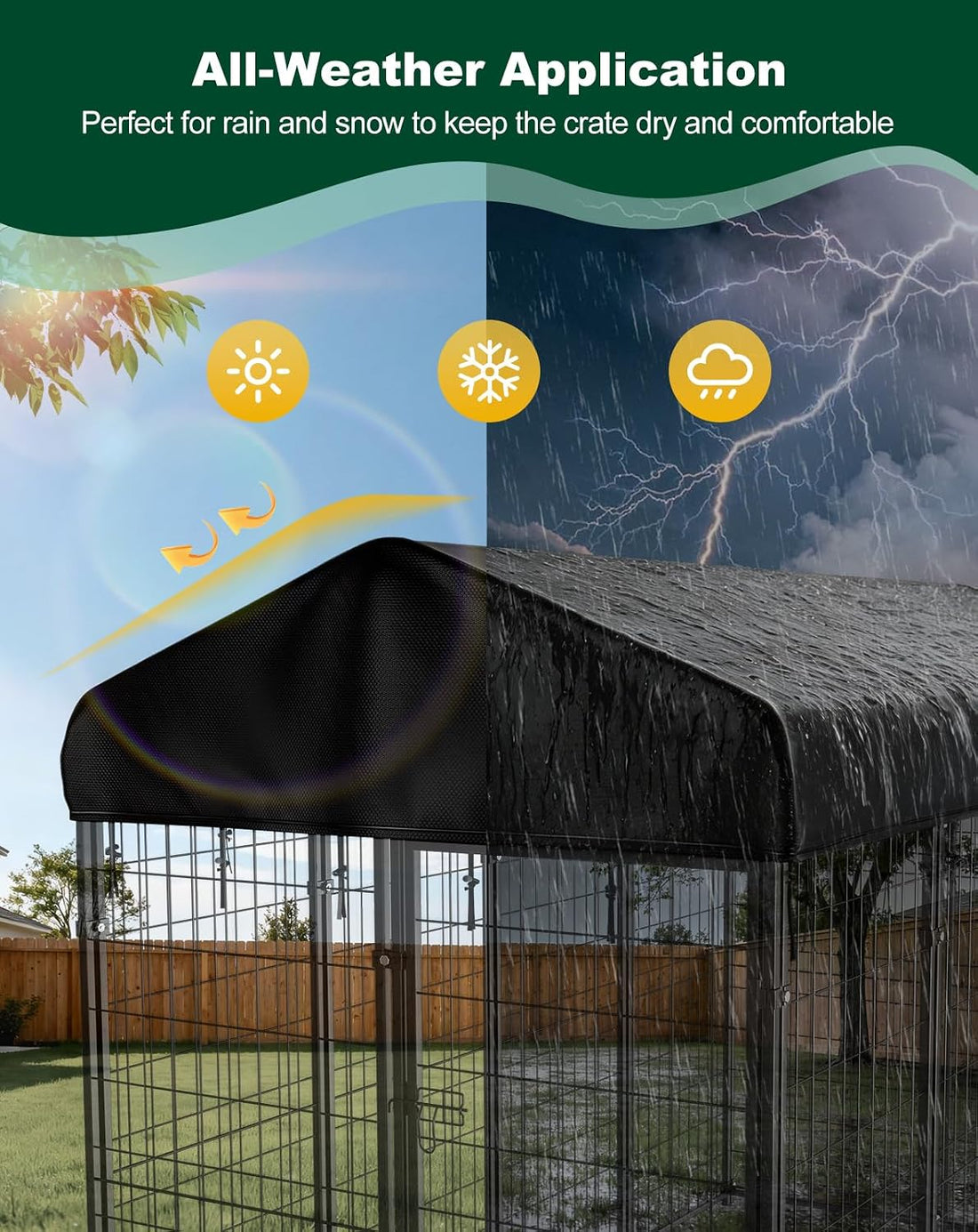 PawGiant 4x4ft 600D Outdoor Dog Kennel Cover Replacement