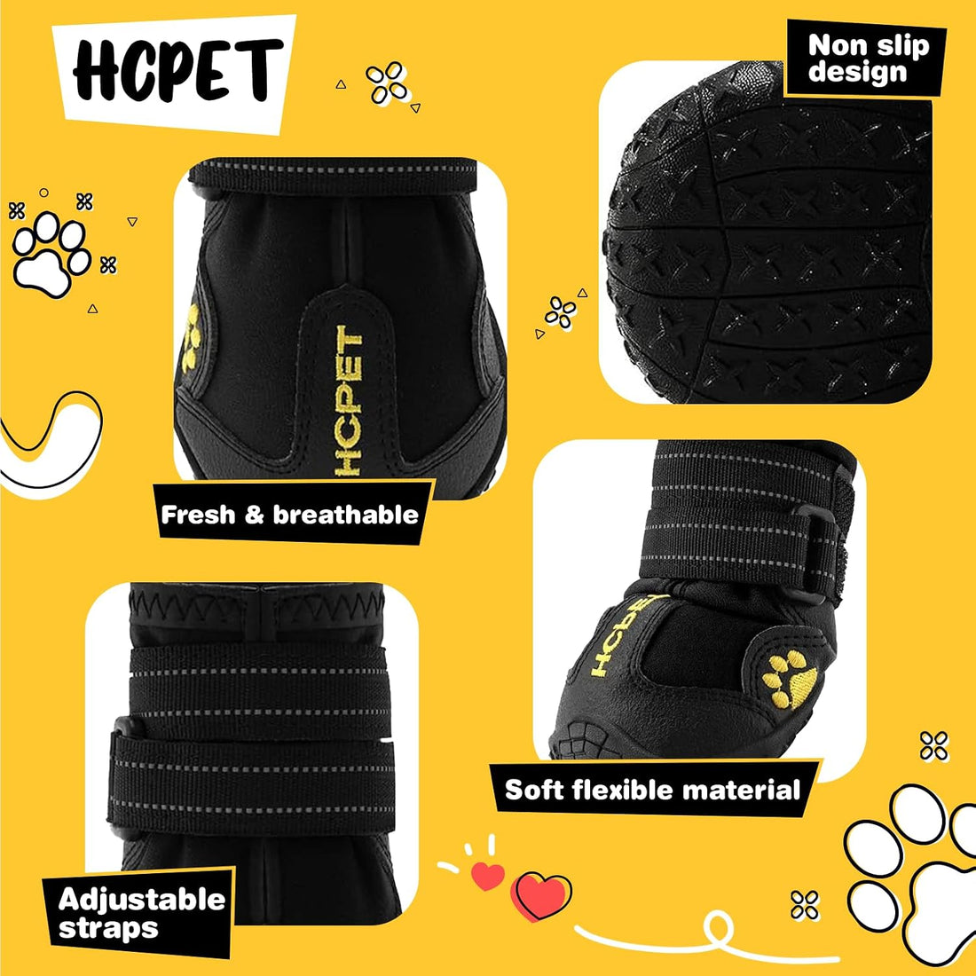 Dog Boots for Large Medium Small Dogs, Water-Resistant Dog Shoes