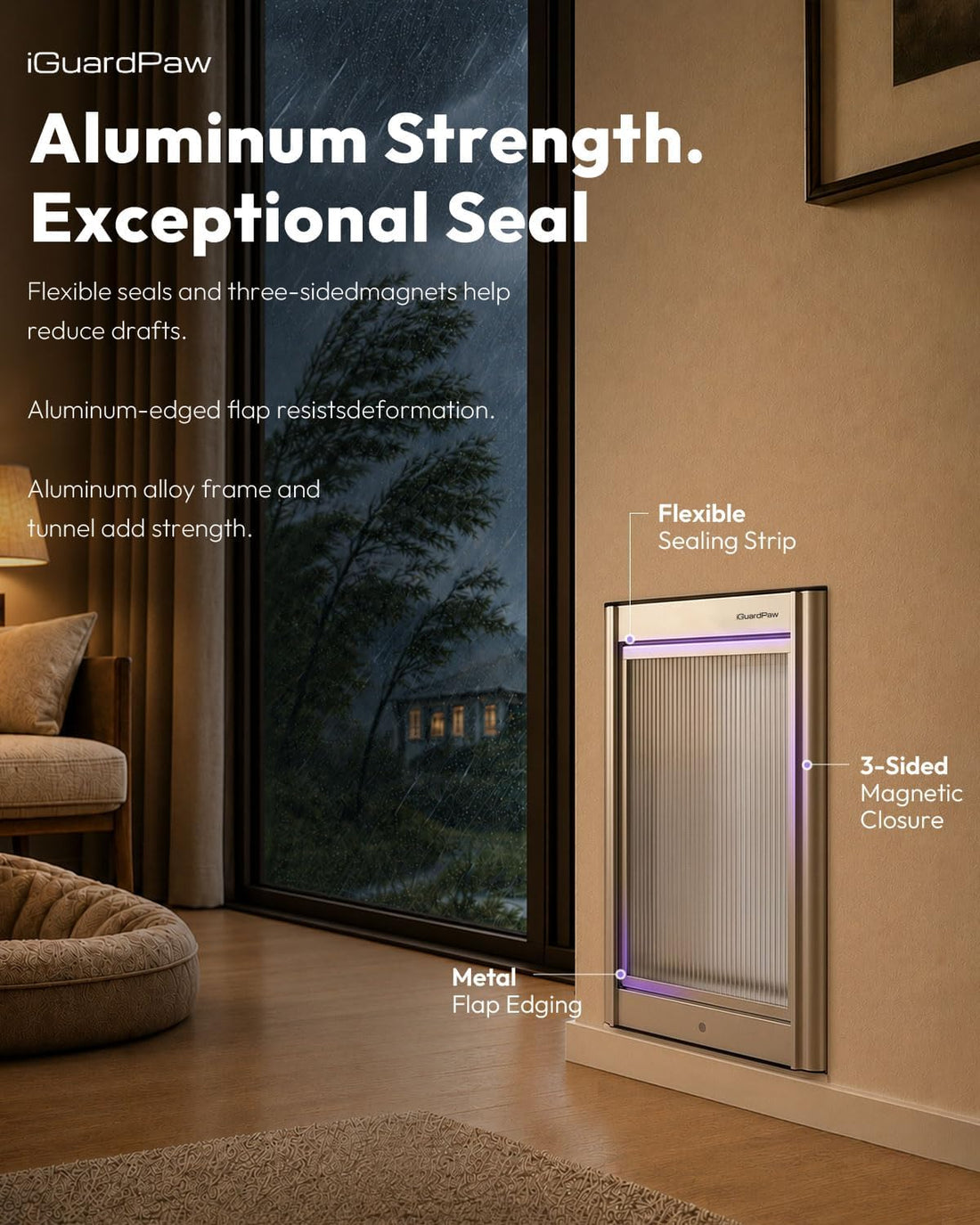 Automatic Dog Door for Wall, Smart Dog Door with Collar Sensor, M