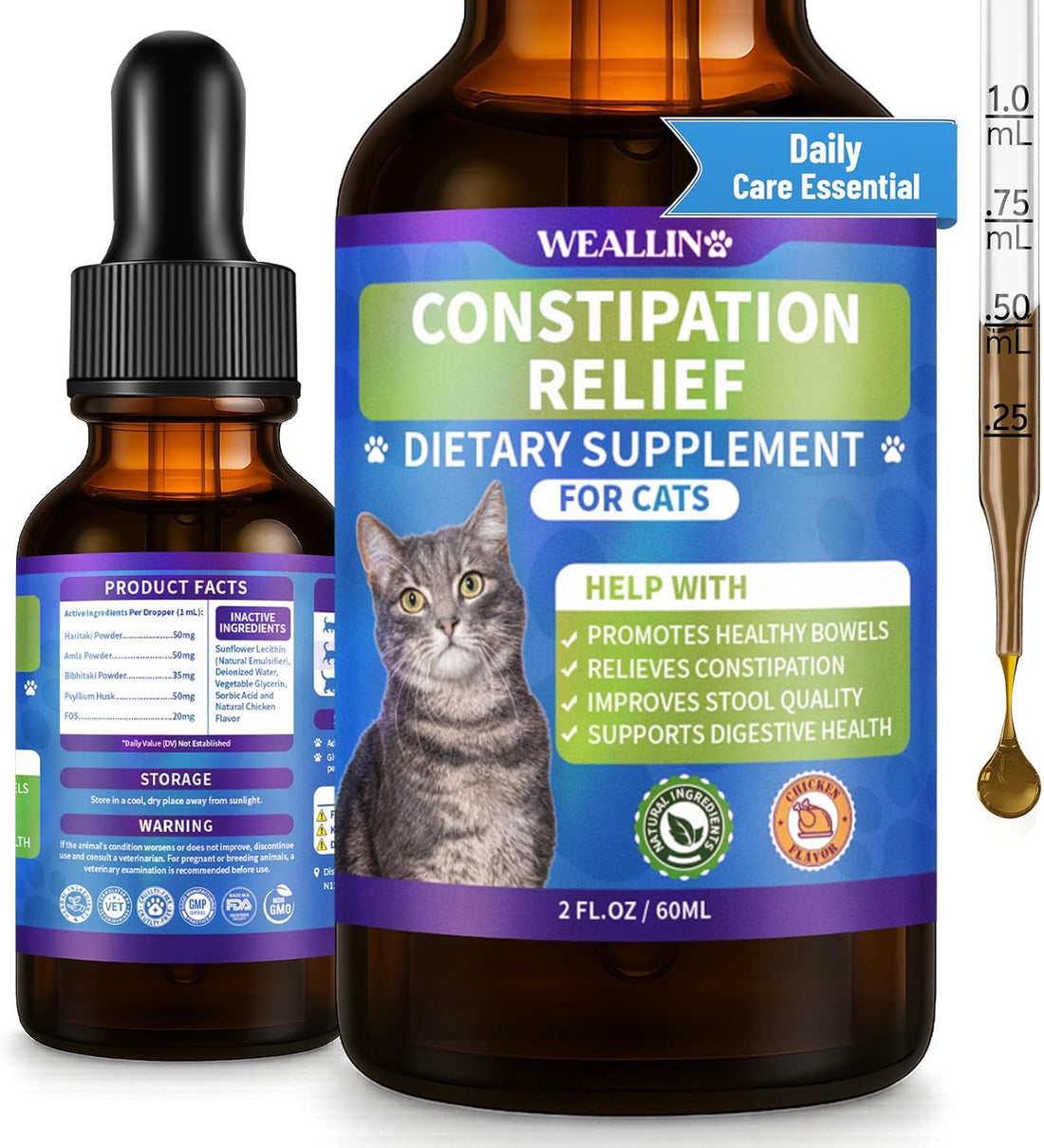 Cat Constipation Relief, Promotes Digestive Chicken Flavor Health 60