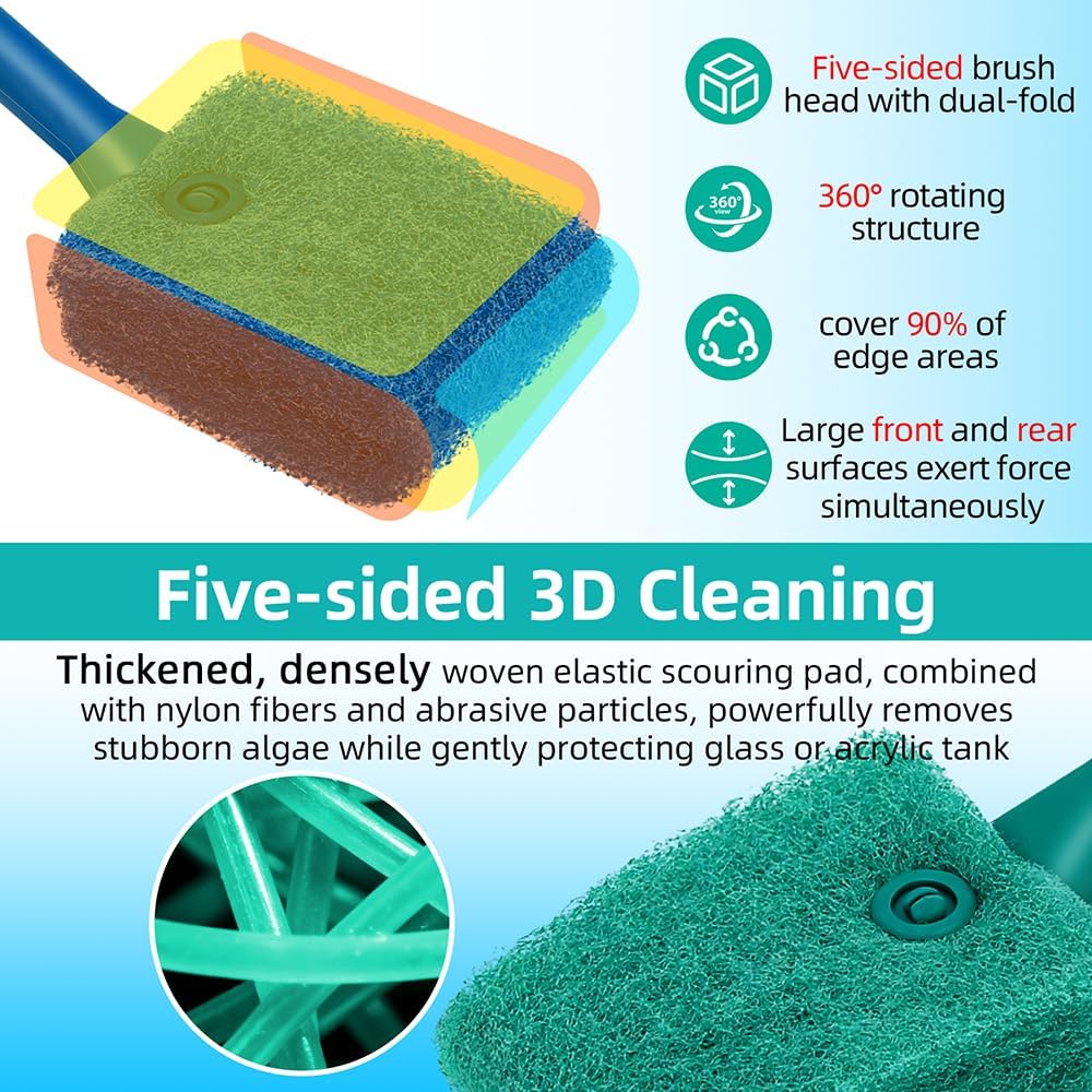 DaToo 2 PCS Fish Tank Cleaning Tools Double Sided Sponge Brush