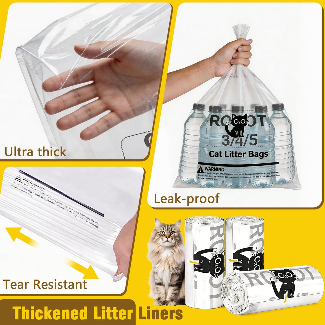 Litter Box Liners 120 Count for Litter R.o.bot 3/4/5-25.2 x 23.6 IN