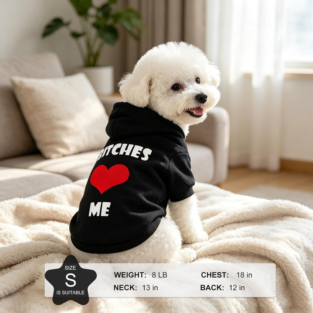 EXPAWLORER Dog Hoodies for Small Medium Large Dogs,Black M