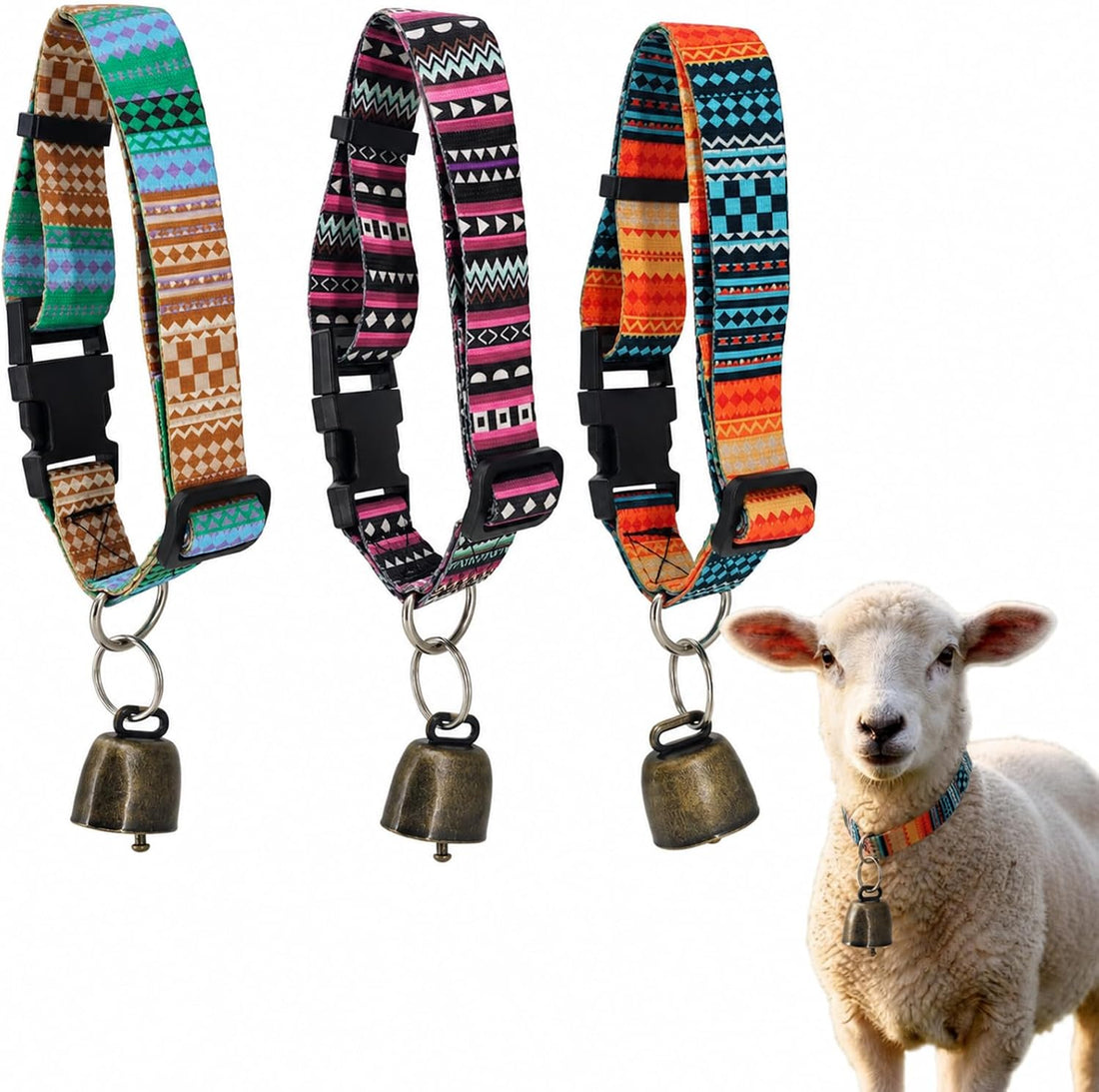 Goat Collars and Bells，Durable Nylon Adjustable Collar (Gradation)