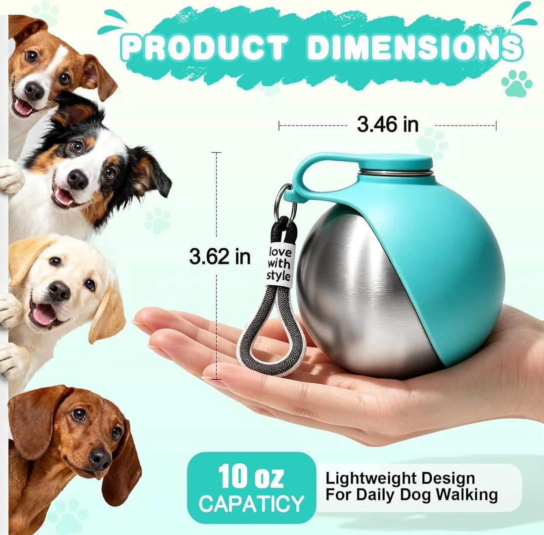 Drain-Back Stainless Steel Portable Dog Water Bottle with Bowl