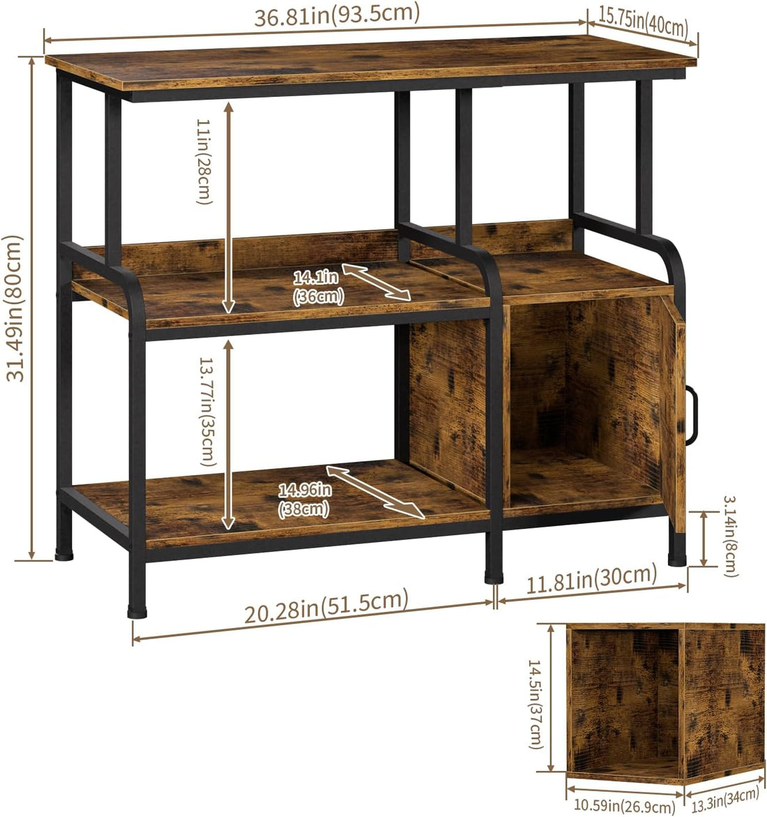 29-37 Gallon Aquarium Stand,36.8"x15.7" Fish Tank Stand with Storage