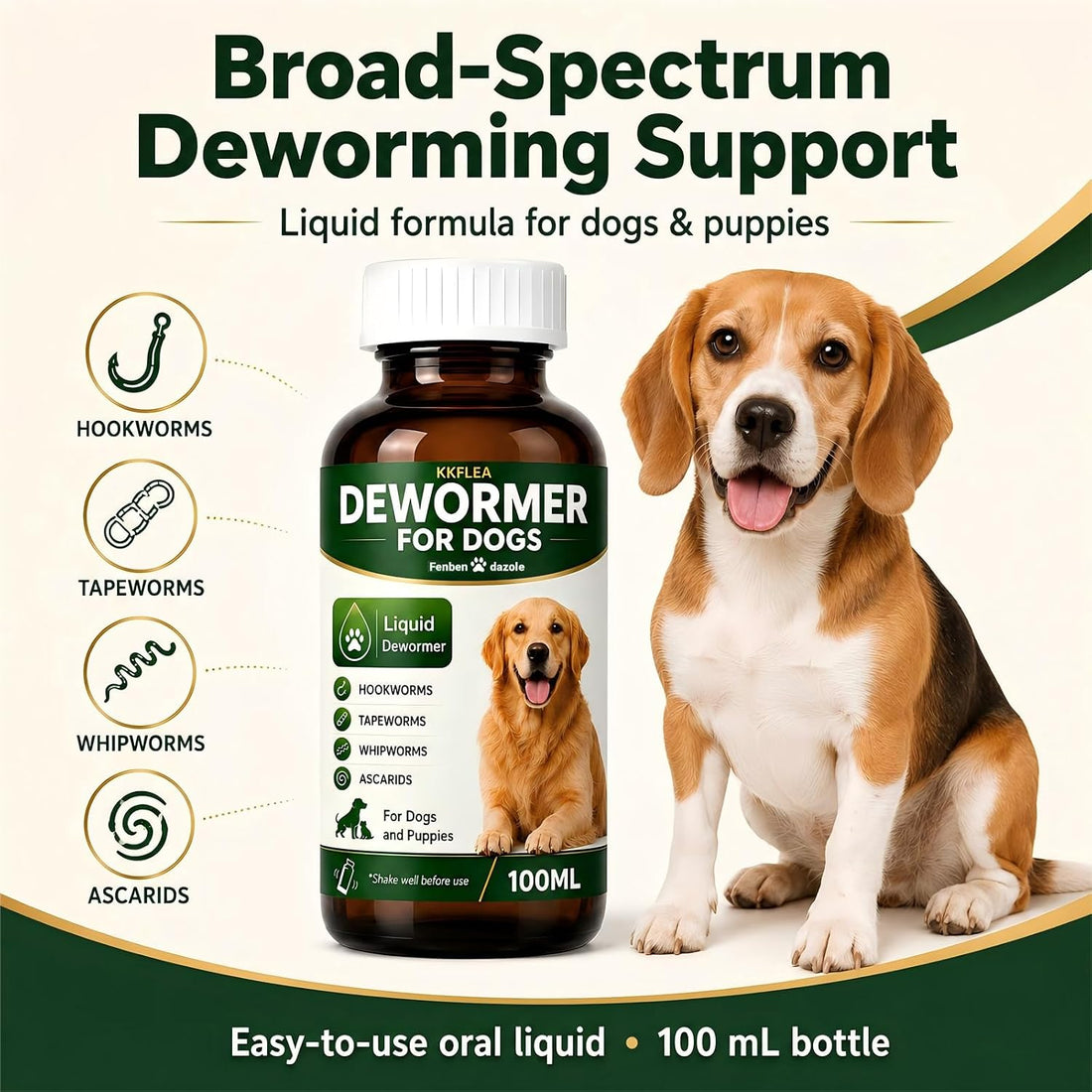 Dewormer for Dogs, Dog Dewormer Liquid, Safe for 6 Weeks and Older