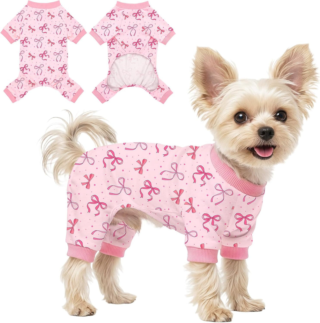 Dog Pajamas for Small Medium Dogs Pjs Pink Bow Dog Onesie Breathable
