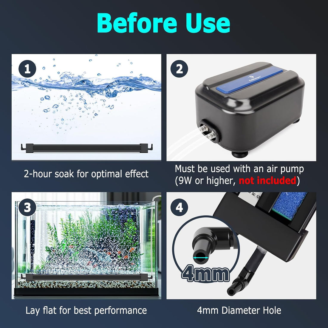 fishkeeper Submersible Fish Tank Light with Air Bubble Hole