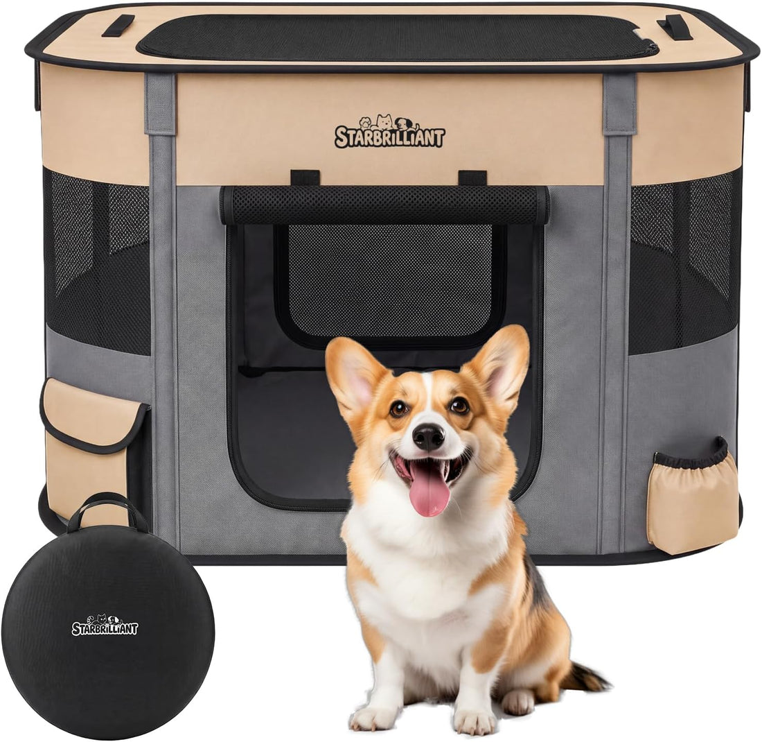 Portable Dog Cat Playpen, Foldable Dog Crate Kennel Tent for Puppy