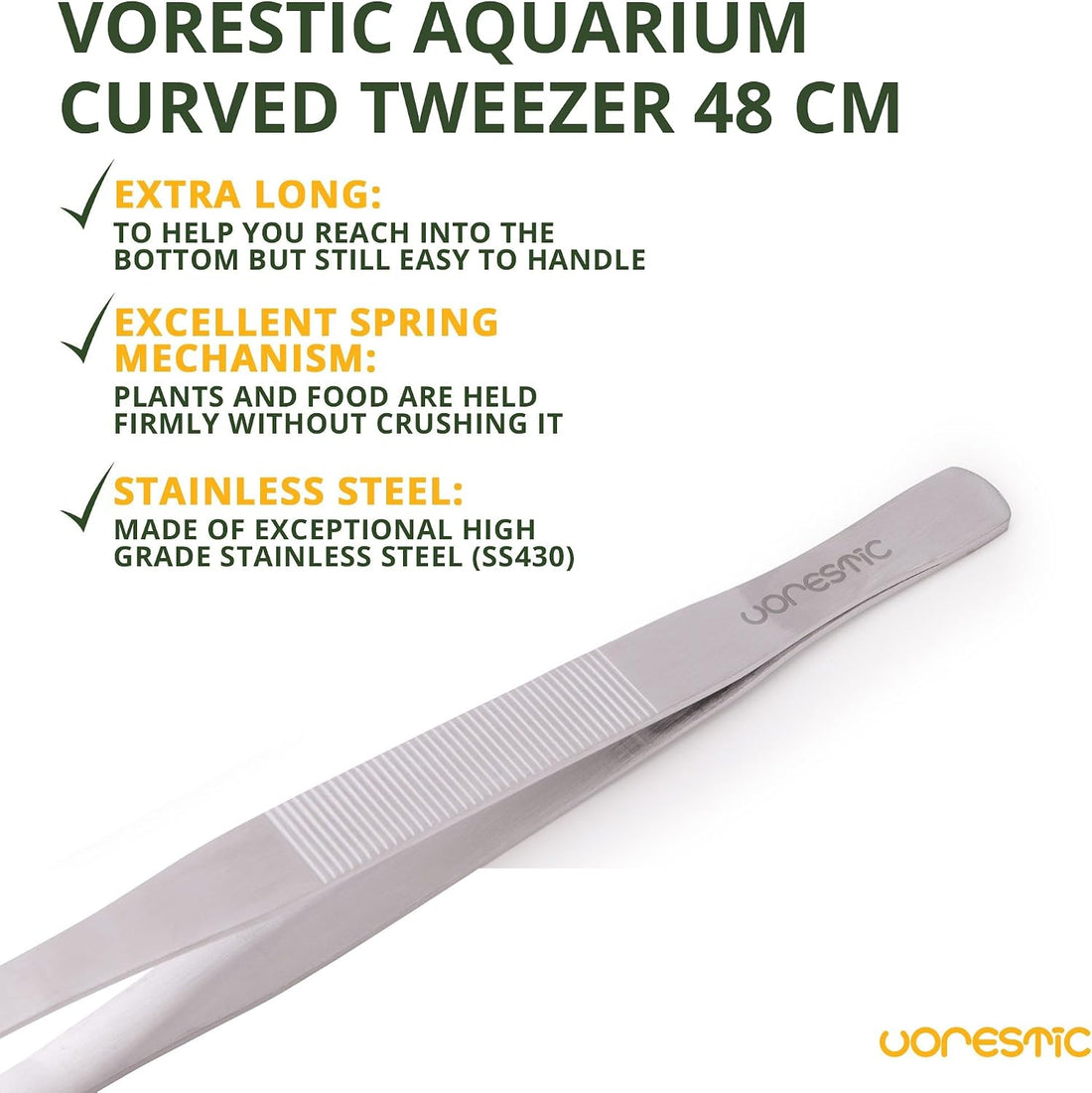 VORESTIC Curved Aquarium Tweezers 18 Inch