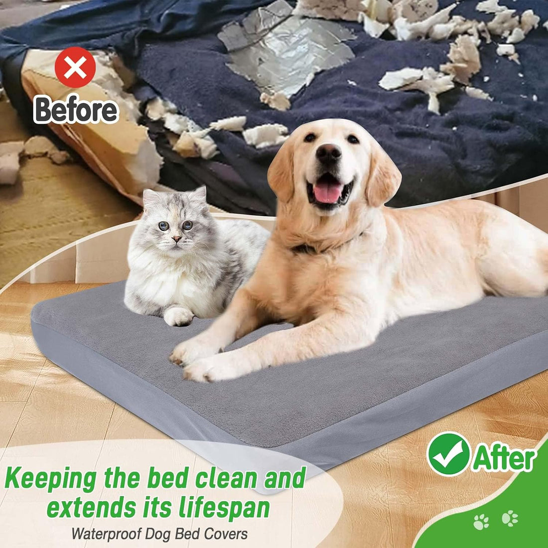 Dog Bed Covers Replacement Waterproof for Dog Bedding Washable Grey 2