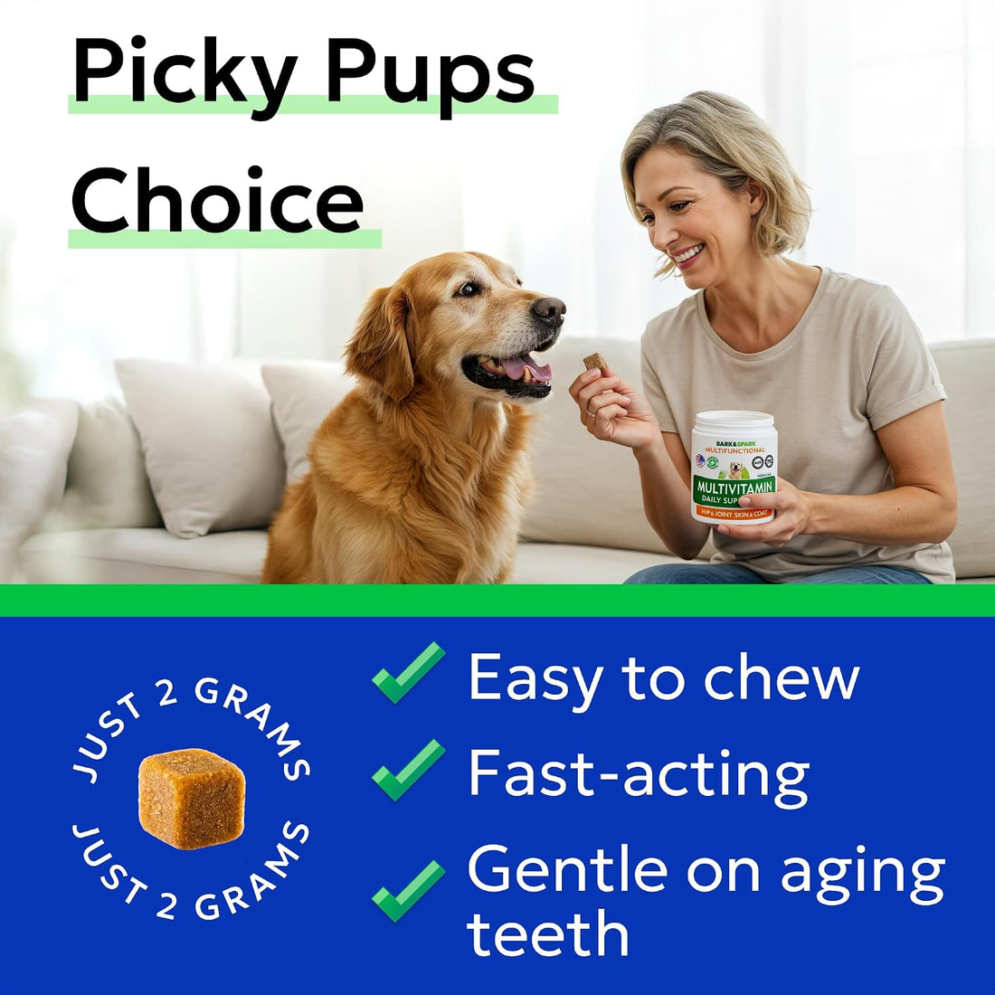 BARK&SPARK Dog Multivitamin Chews Glucosamine Chondroitin with Omega 3