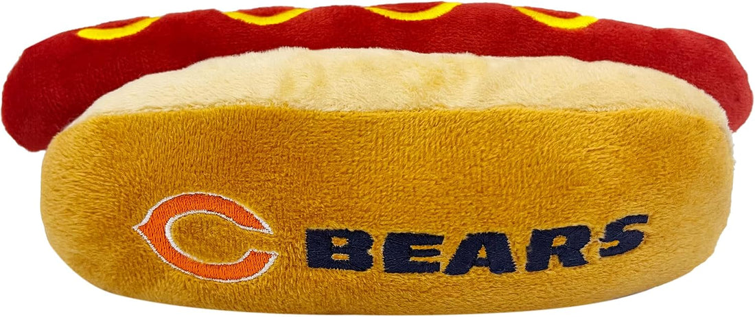 Pets First NFL Chicago Bears HOT Dog Plush Dog & CAT Squeak Toy