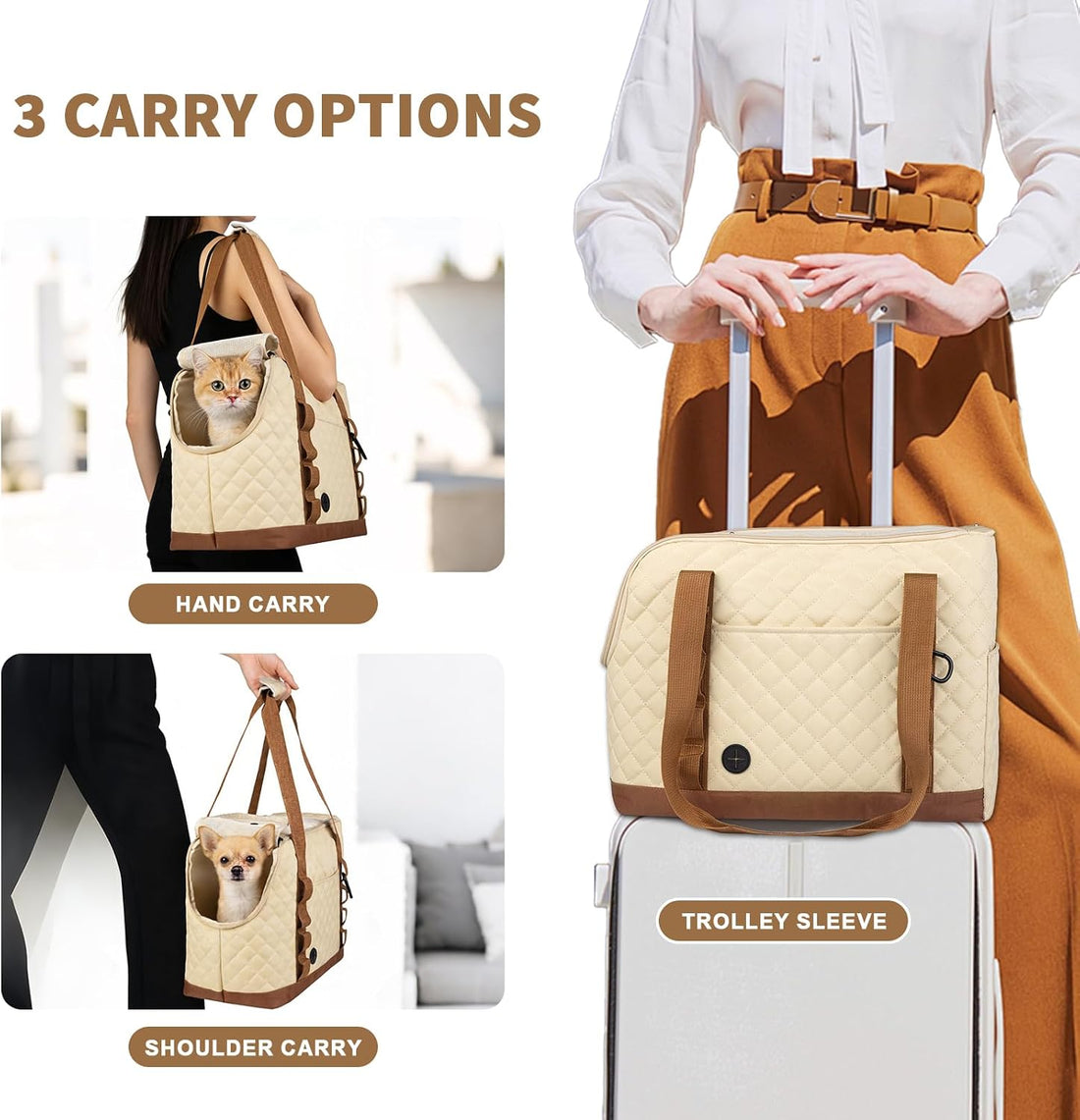 Dog Purse Carrier for Small Dogs, Soft Sided Pet Carrier with Pockets