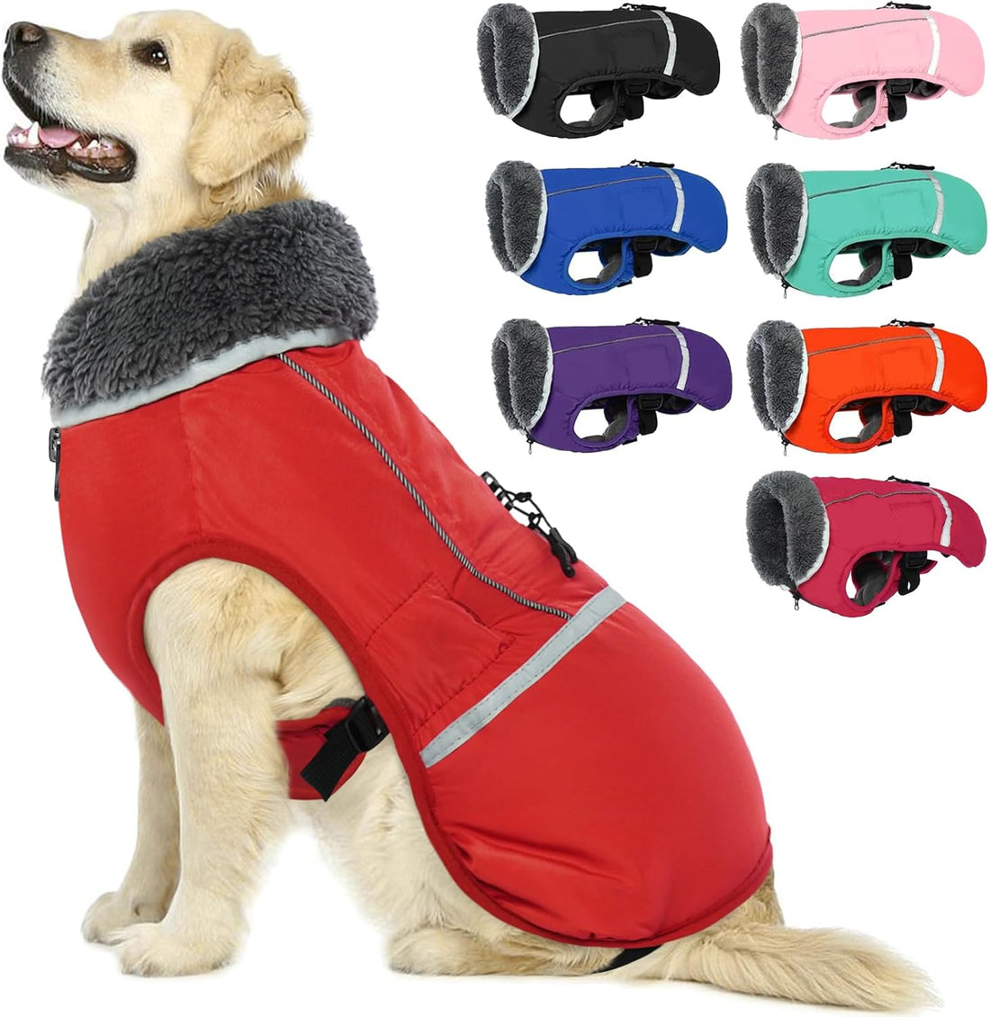 QBLEEV Warm Dog Coat, Reflective Dog Jacket