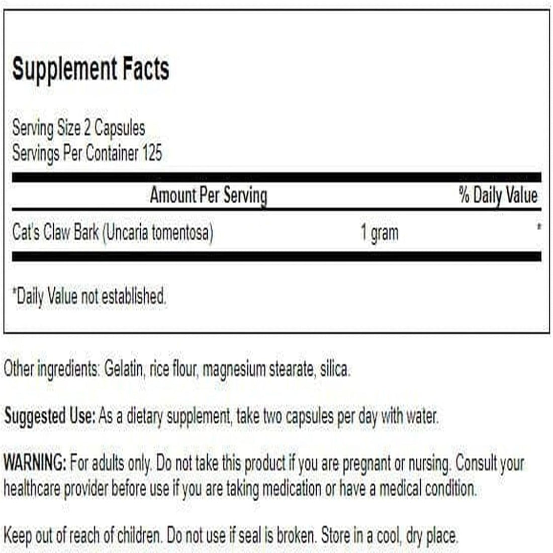 Swanson Full Spectrum Cat's Claw 500 mg, 250 Capsules, 2 Pack