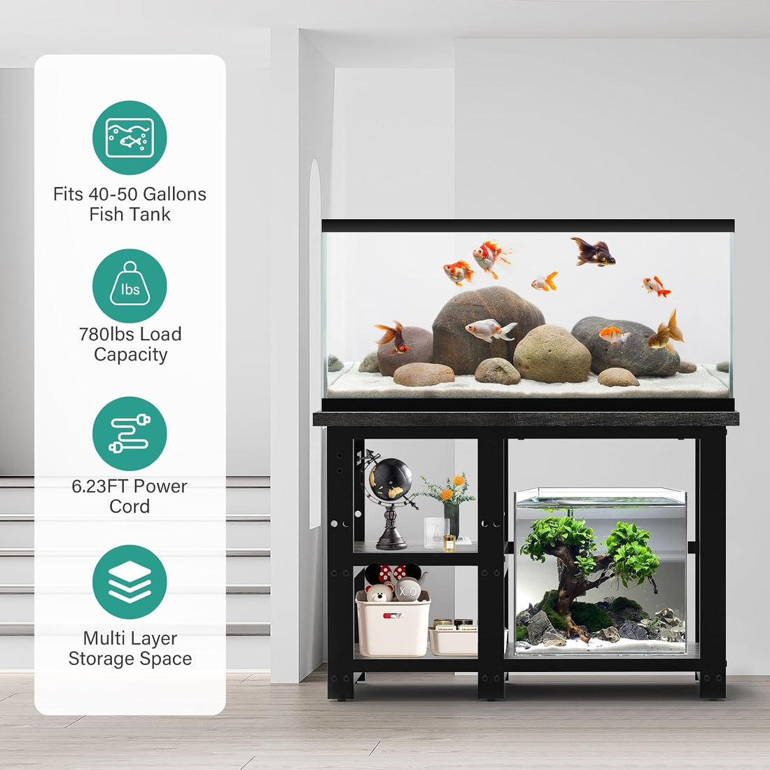 AQQA Aquarium Stand 36×18 Inch, 720LBS Heavy Duty Metal Frame