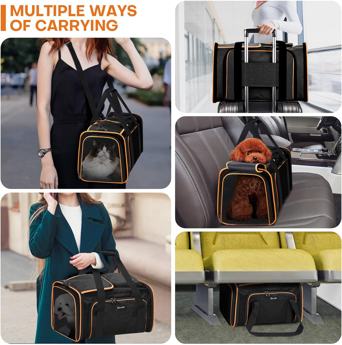 Pet Carrier, Large Soft Sided Expandable Travel Carrier with Steel