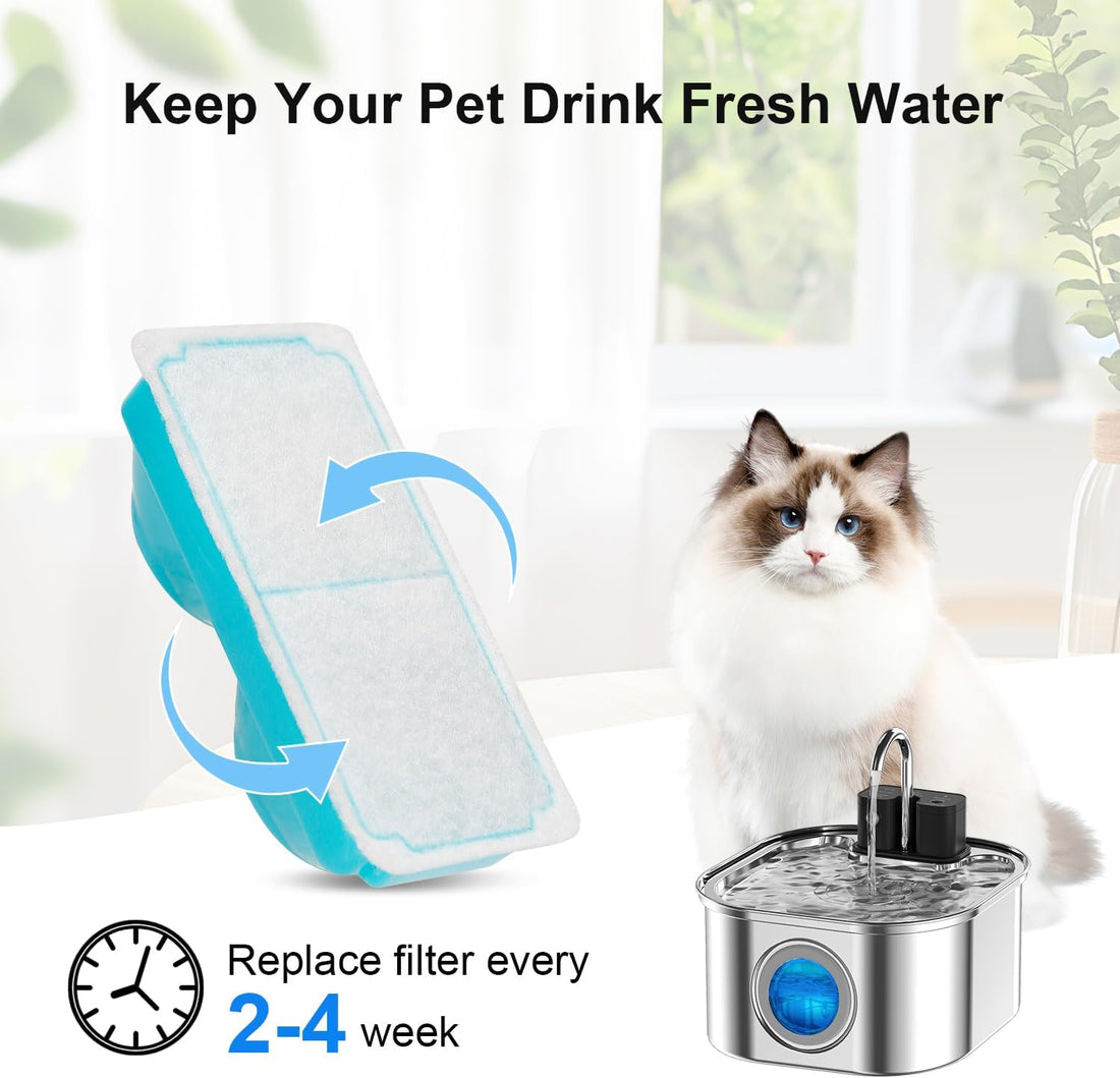 Cat Water Fountain Wireless,Stainless Steel-Rechargeable- Battery