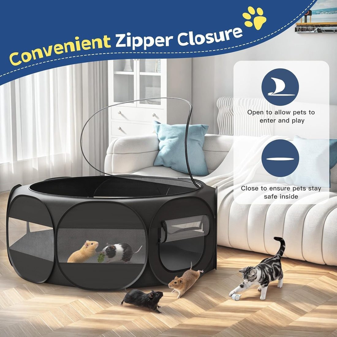 VavoPaw Small Animal Playpen, Chicken Brooder Box with Cover Top